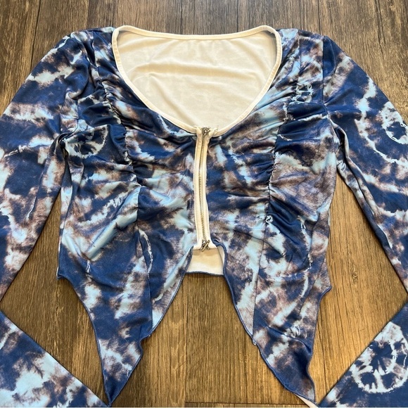 Women's Navy Blue Crop-top Front Zipper Size S - Picture 5 of 10